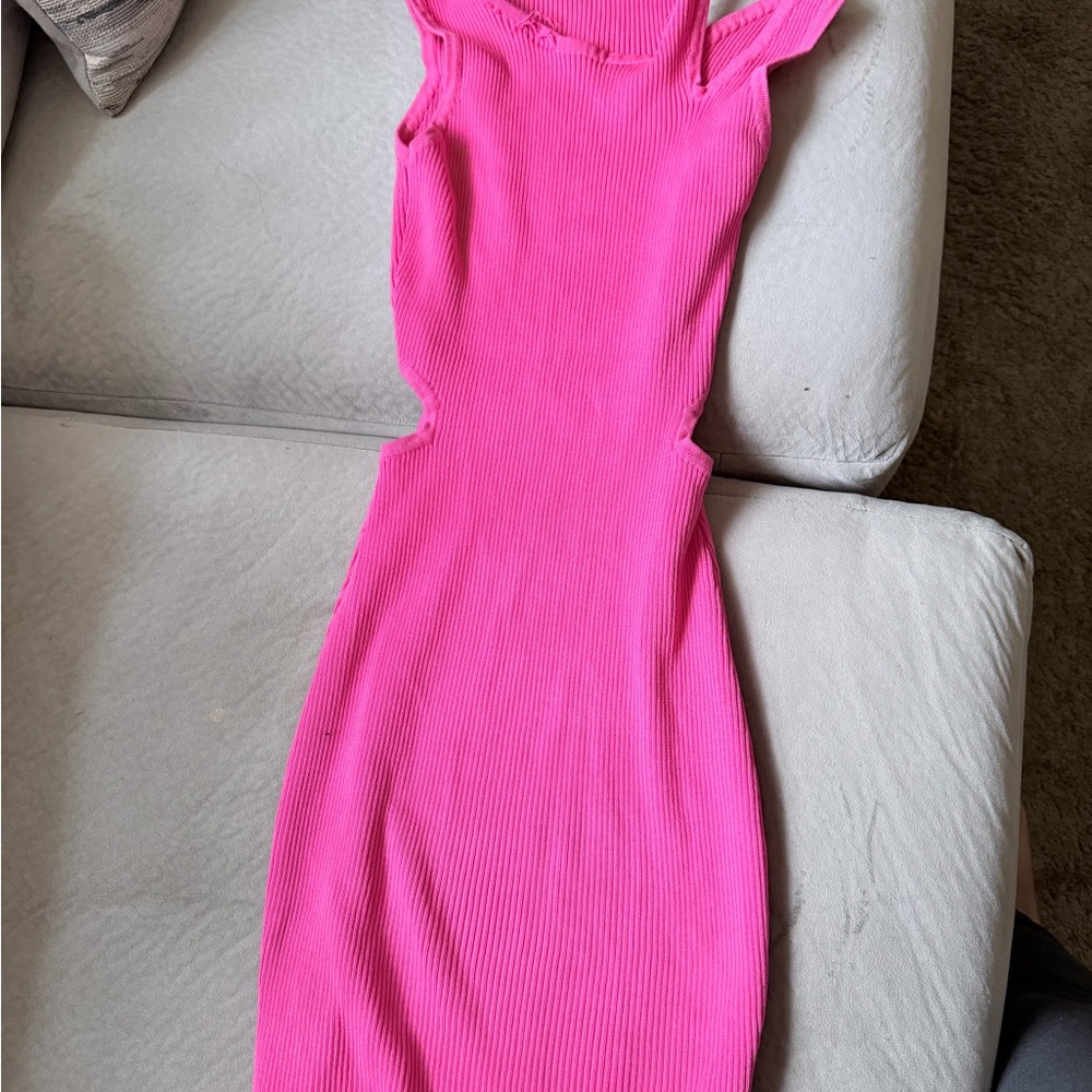 Vibrant Pink Sleeveless Midi Dress
